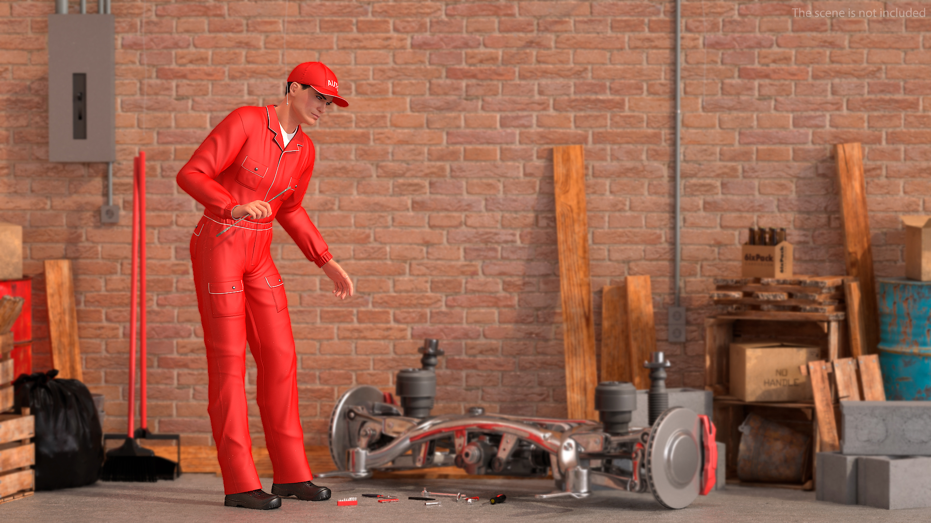 Auto Mechanic Inspecting Pose 3D model