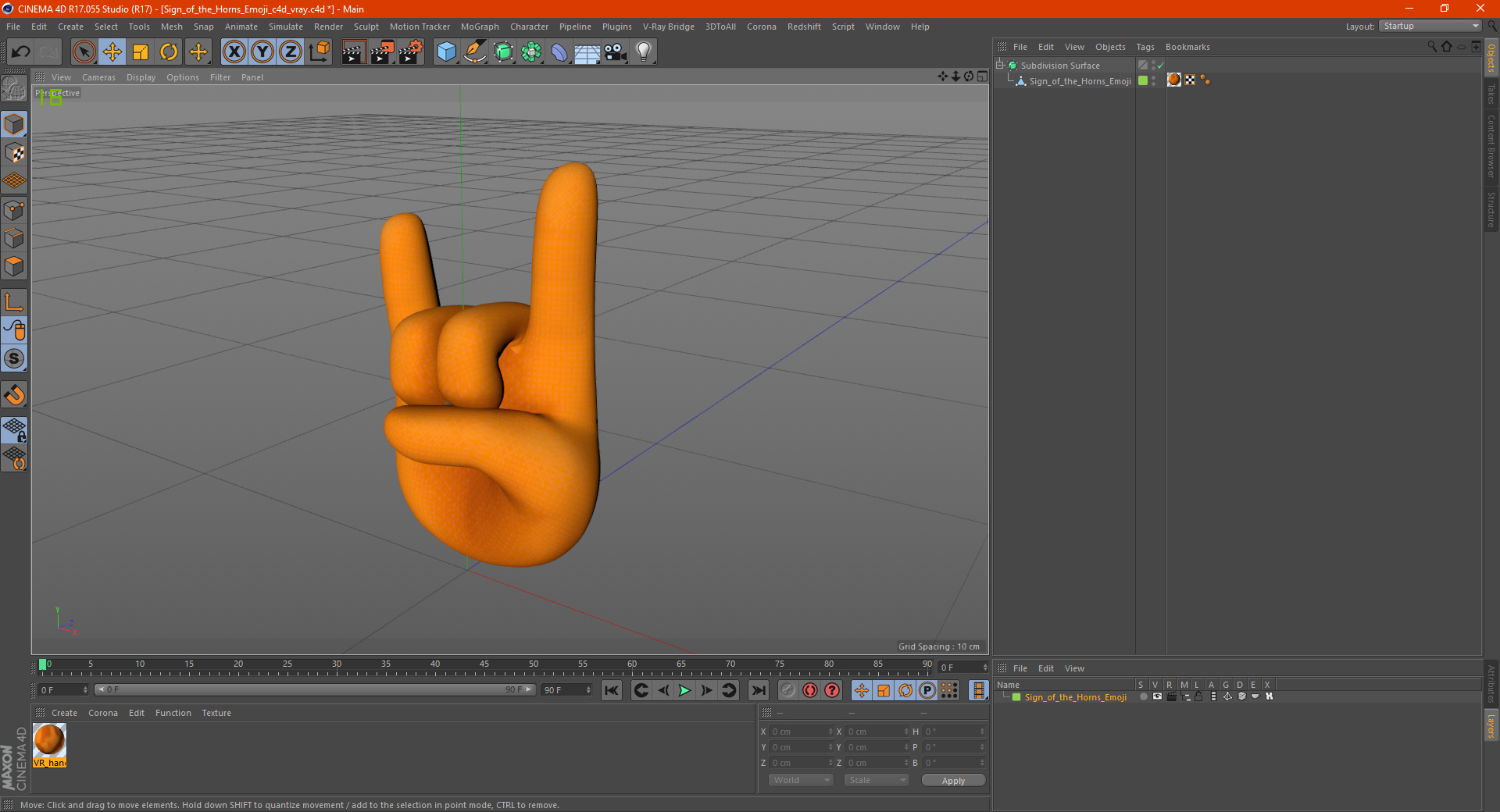 3D Sign of the Horns Emoji model