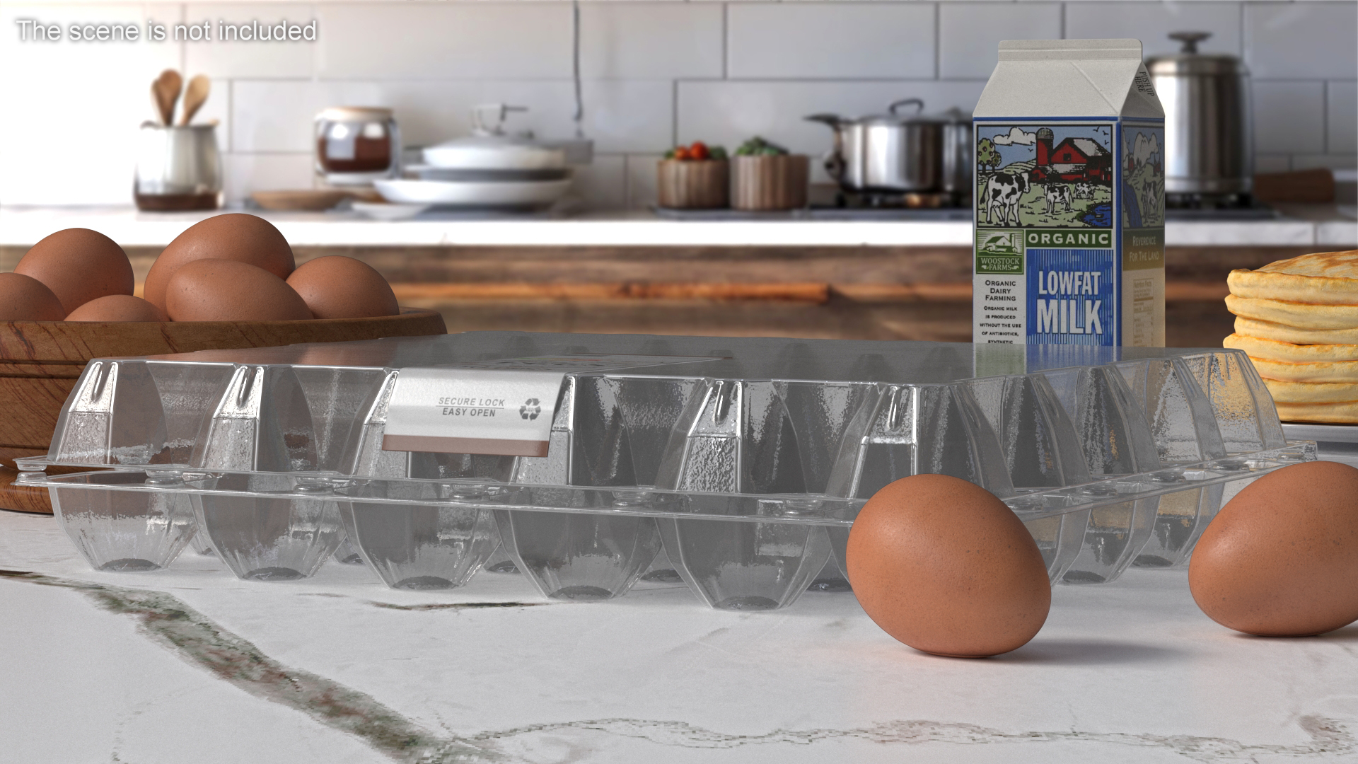 Empty Transparent Container for 30 Chicken Eggs 3D