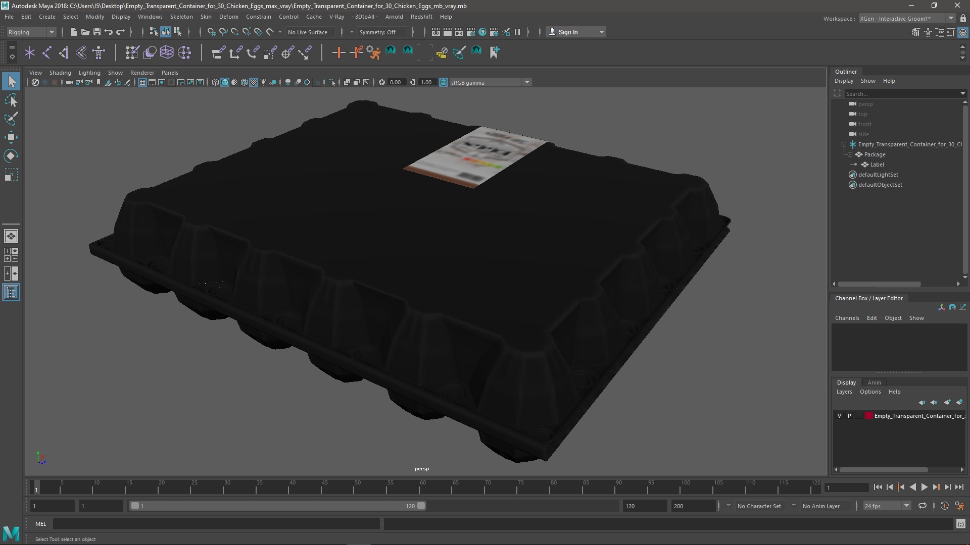 Empty Transparent Container for 30 Chicken Eggs 3D