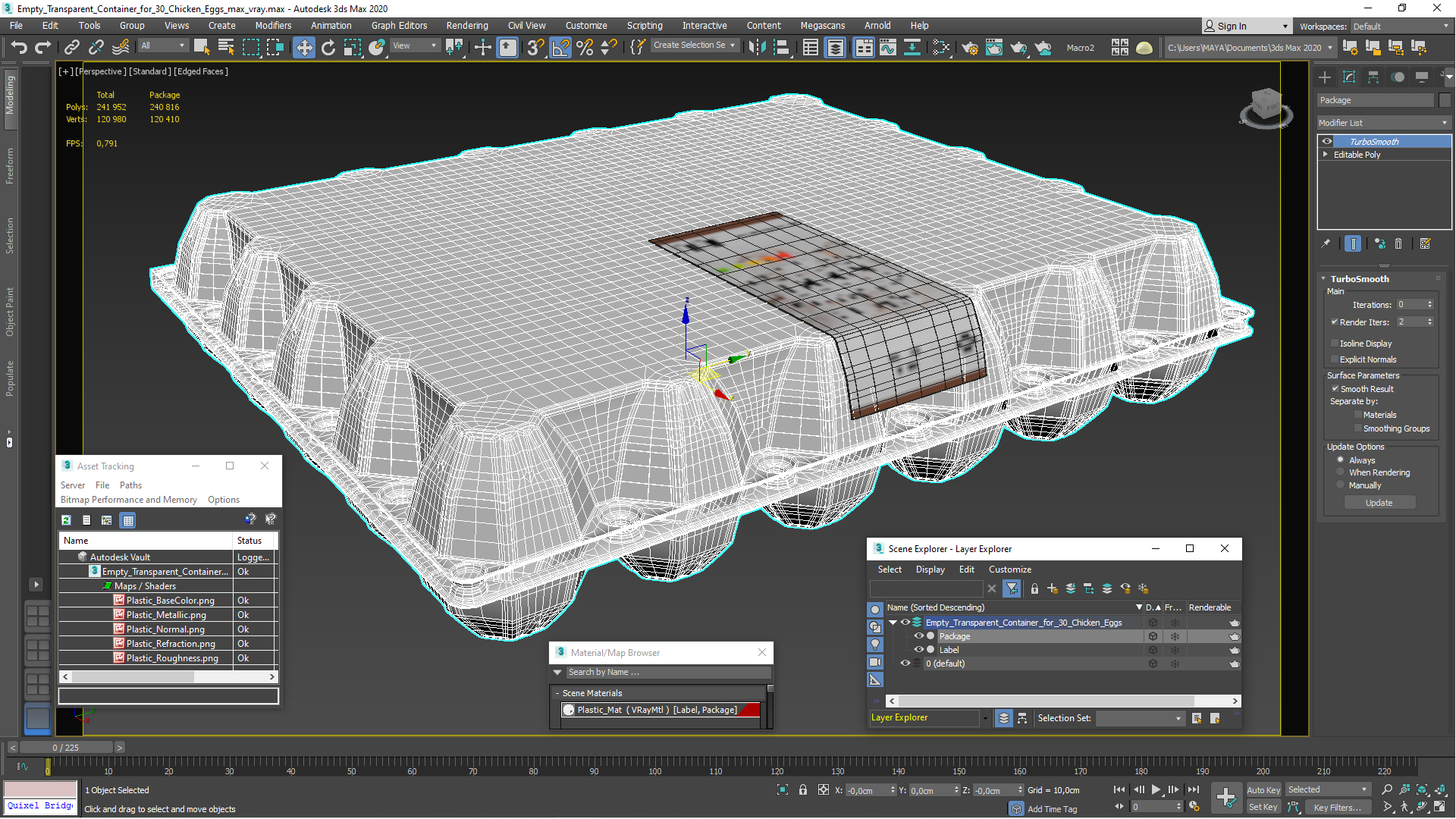 Empty Transparent Container for 30 Chicken Eggs 3D