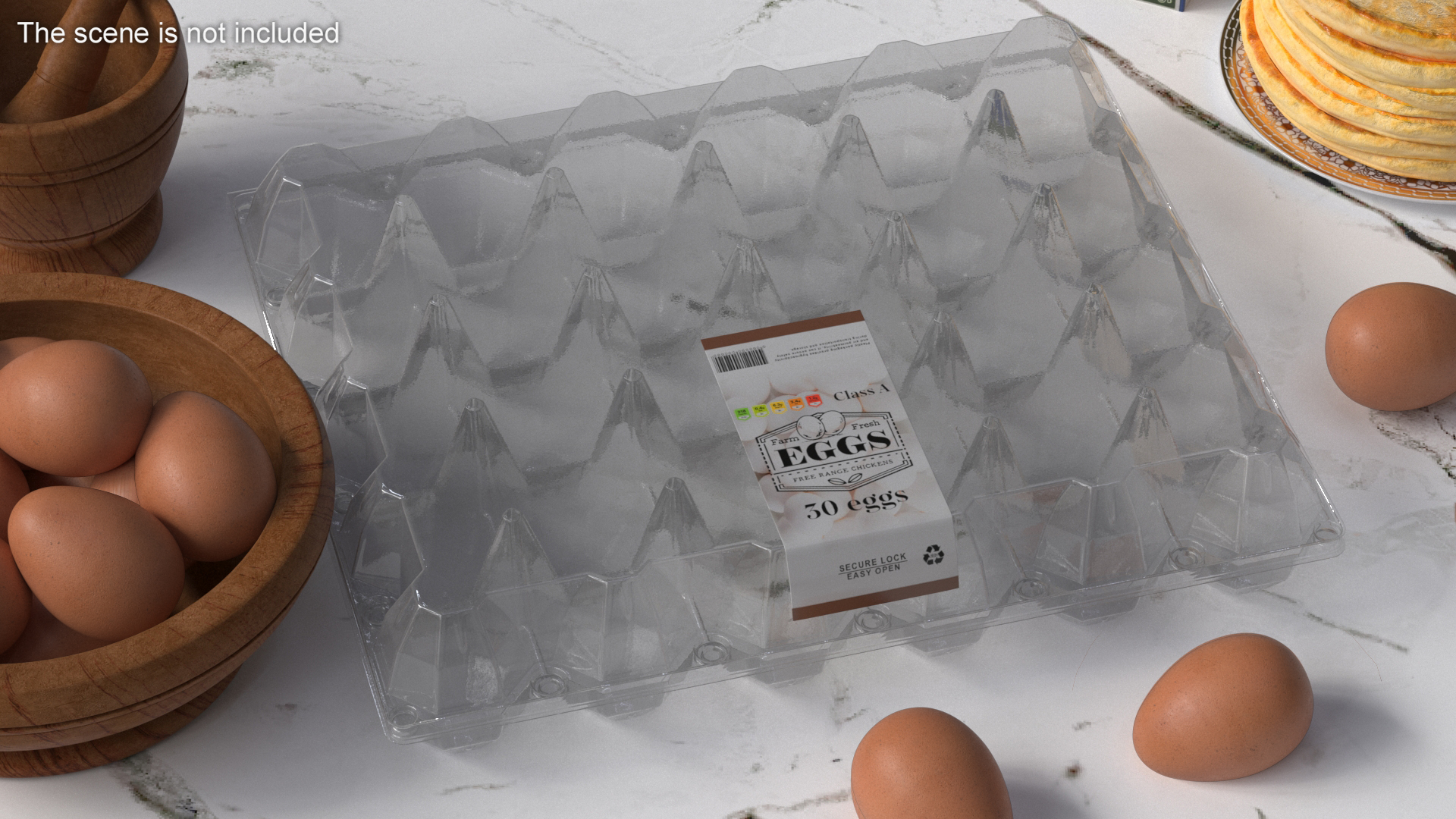 Empty Transparent Container for 30 Chicken Eggs 3D