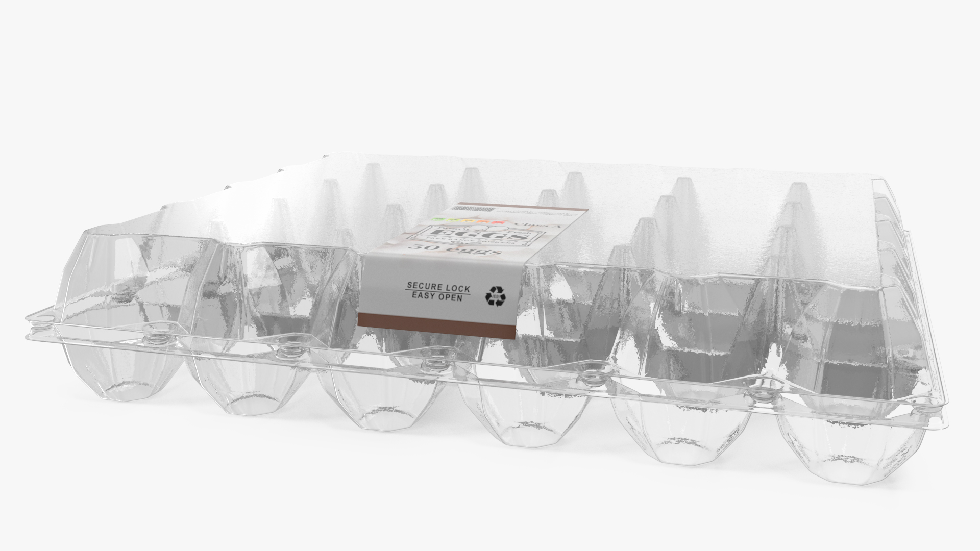 Empty Transparent Container for 30 Chicken Eggs 3D