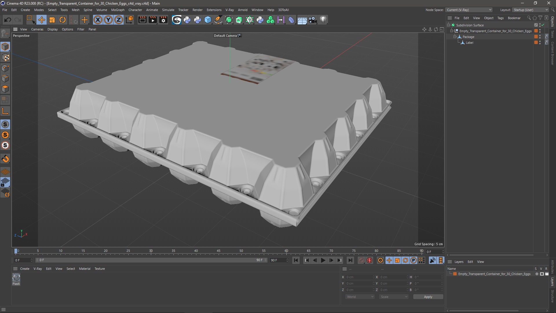 Empty Transparent Container for 30 Chicken Eggs 3D