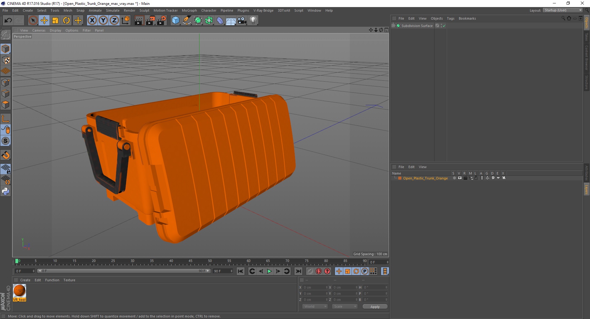 3D model Open Plastic Trunk Orange
