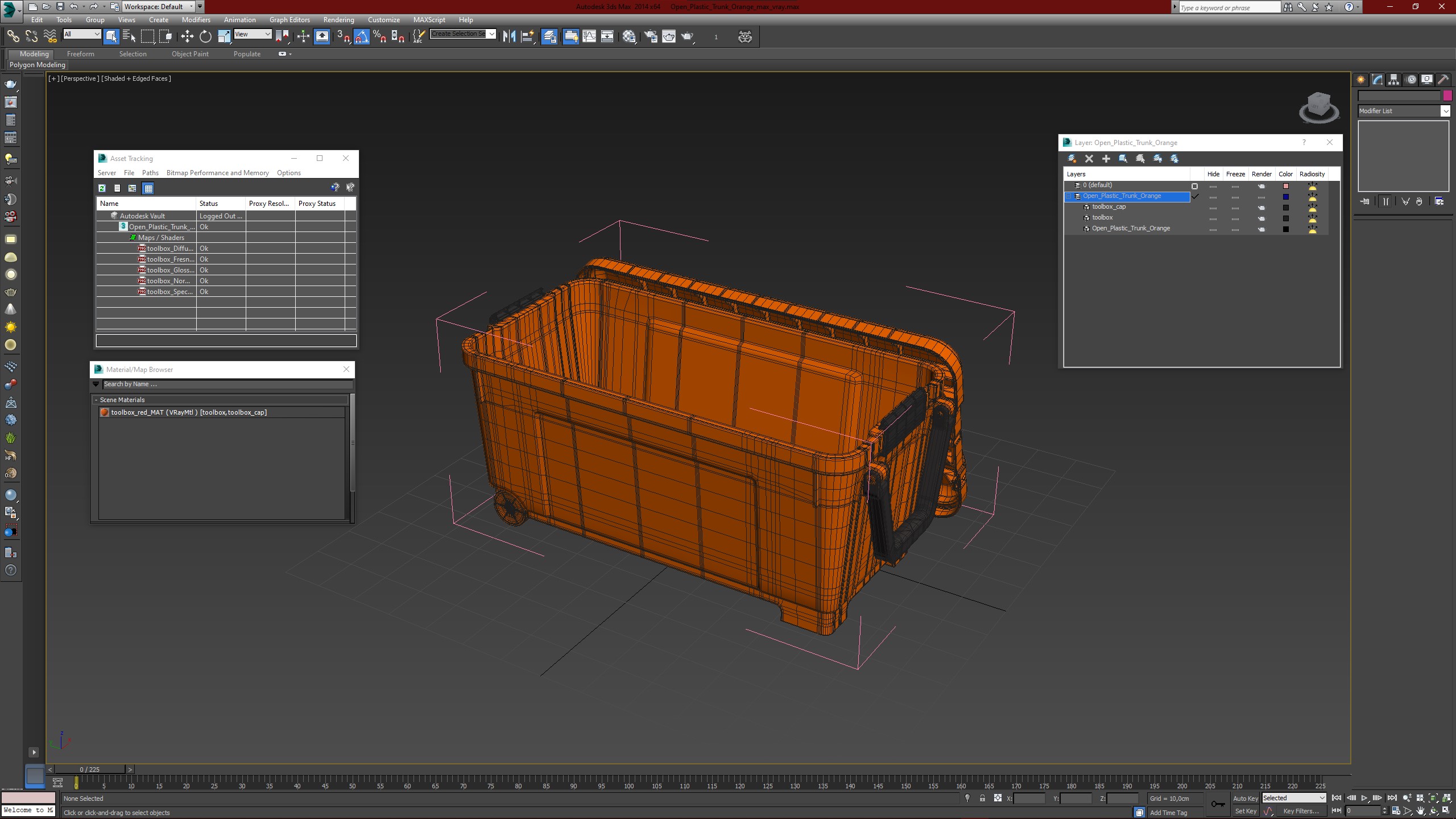 3D model Open Plastic Trunk Orange