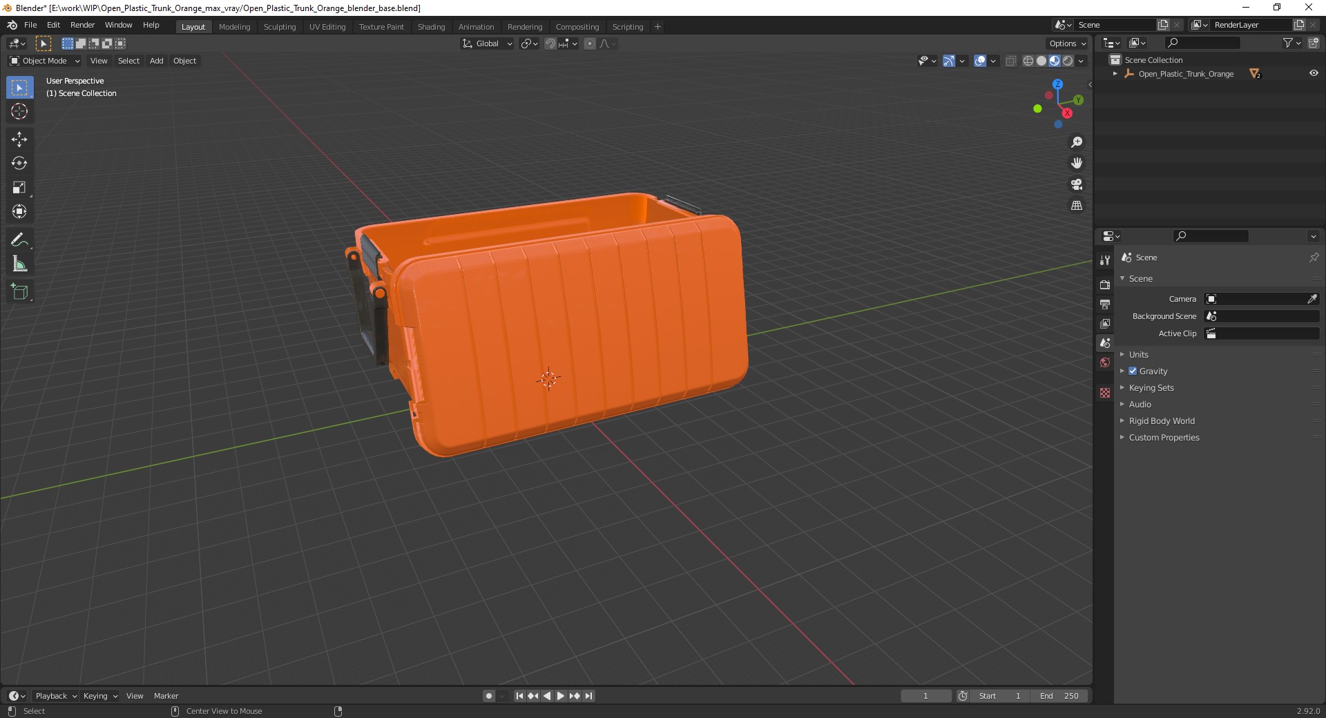 3D model Open Plastic Trunk Orange