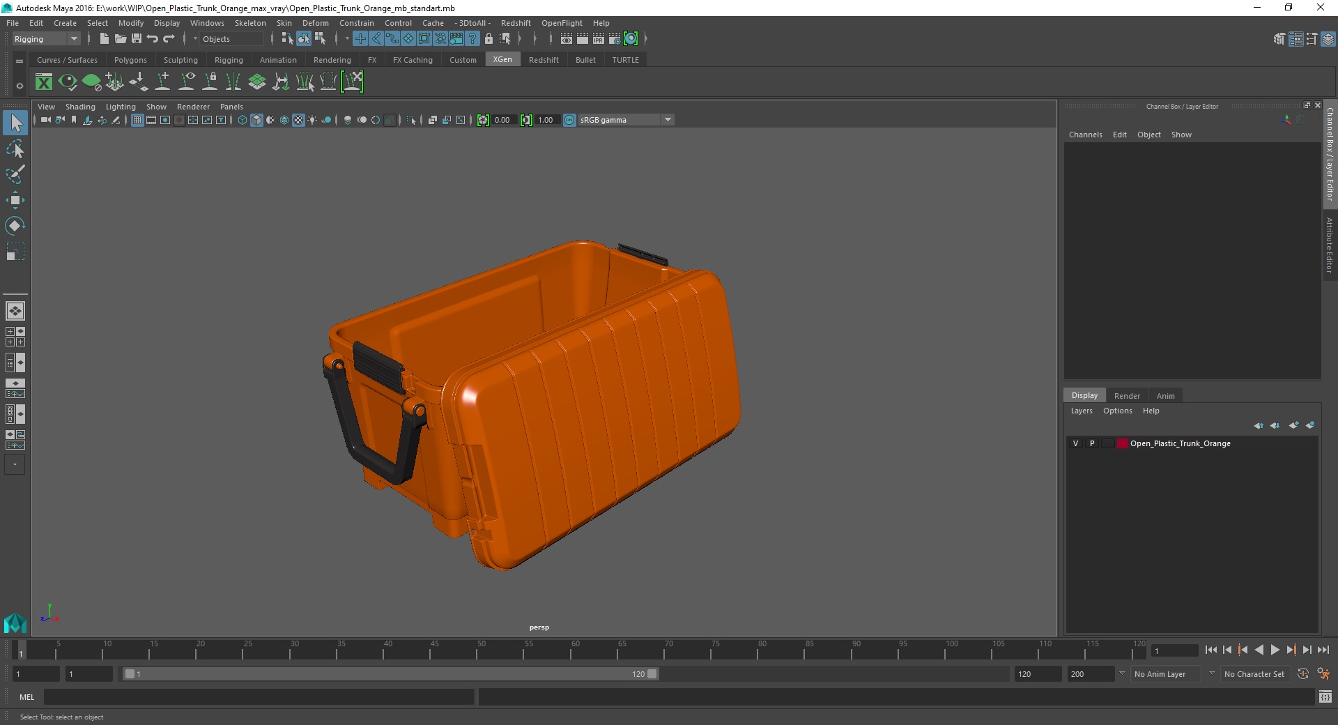 3D model Open Plastic Trunk Orange