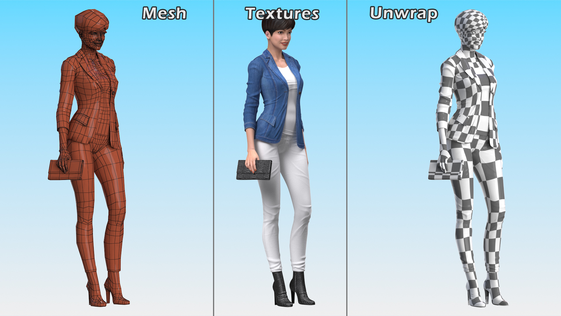 3D model Asian Street Fashion Woman Standing Pose