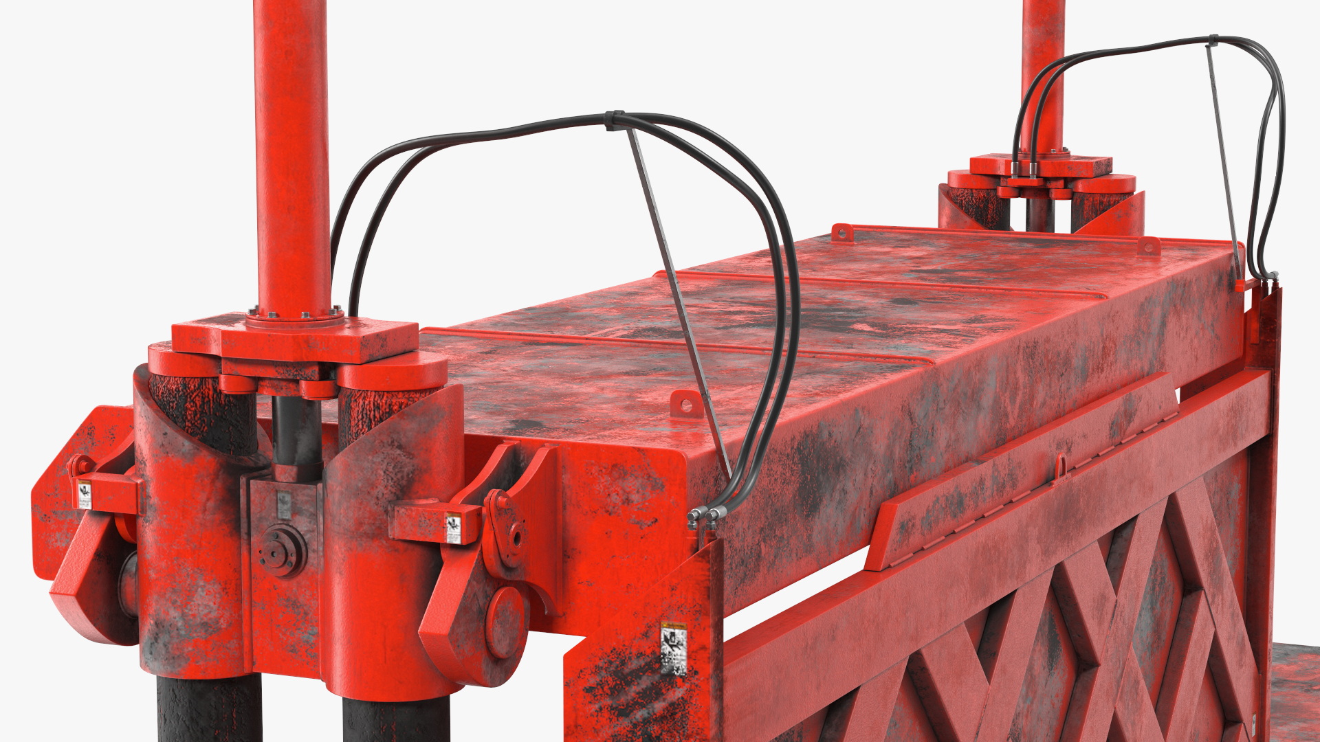 Old Portable Car Crusher Impact 5 Red Rigged 3D model