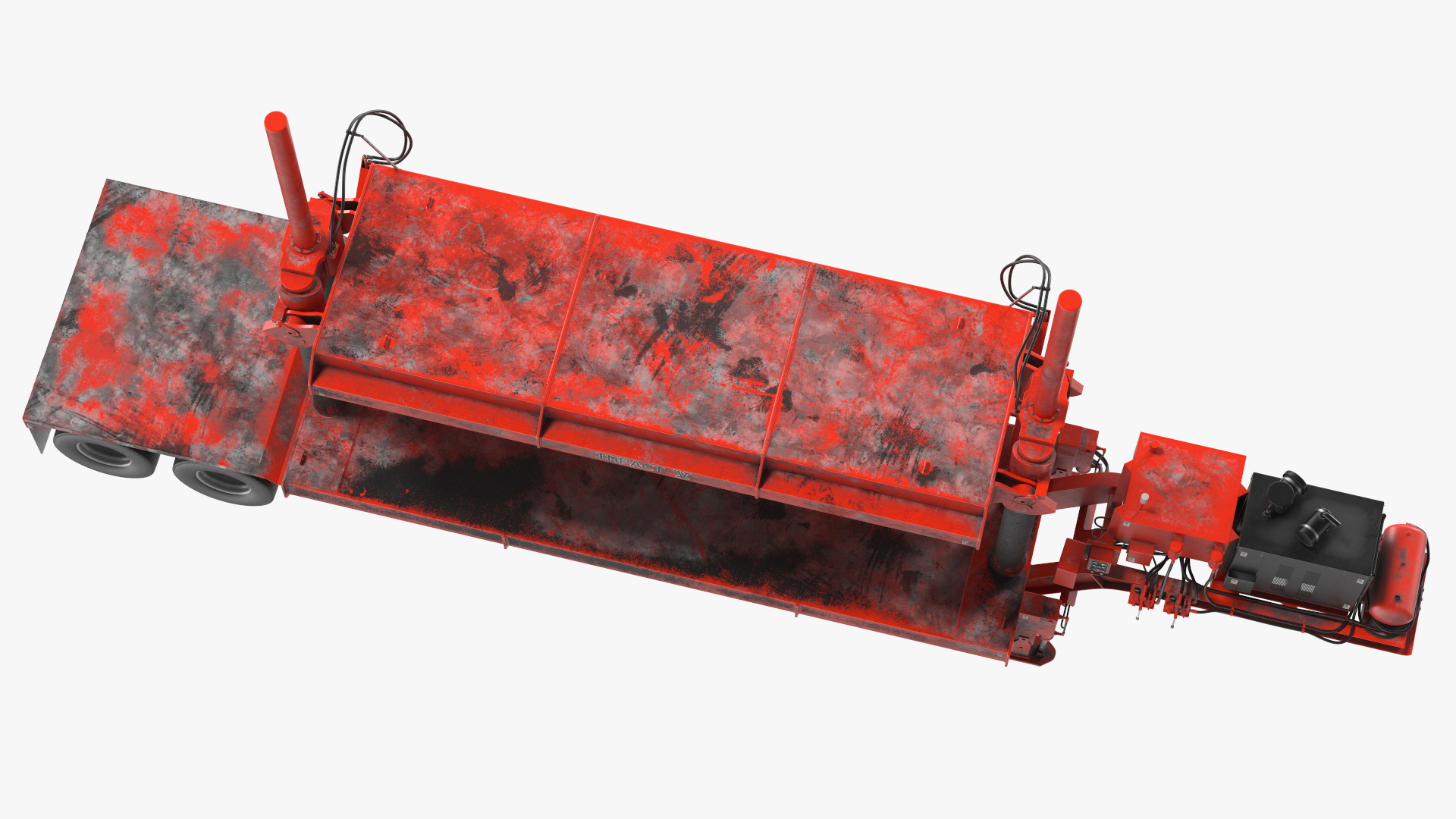 Old Portable Car Crusher Impact 5 Red Rigged 3D model