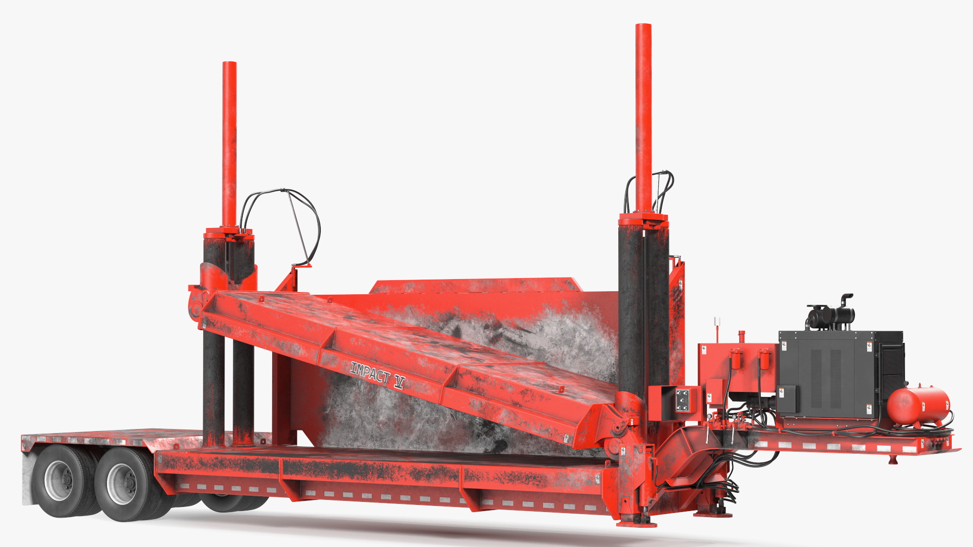 Old Portable Car Crusher Impact 5 Red Rigged 3D model