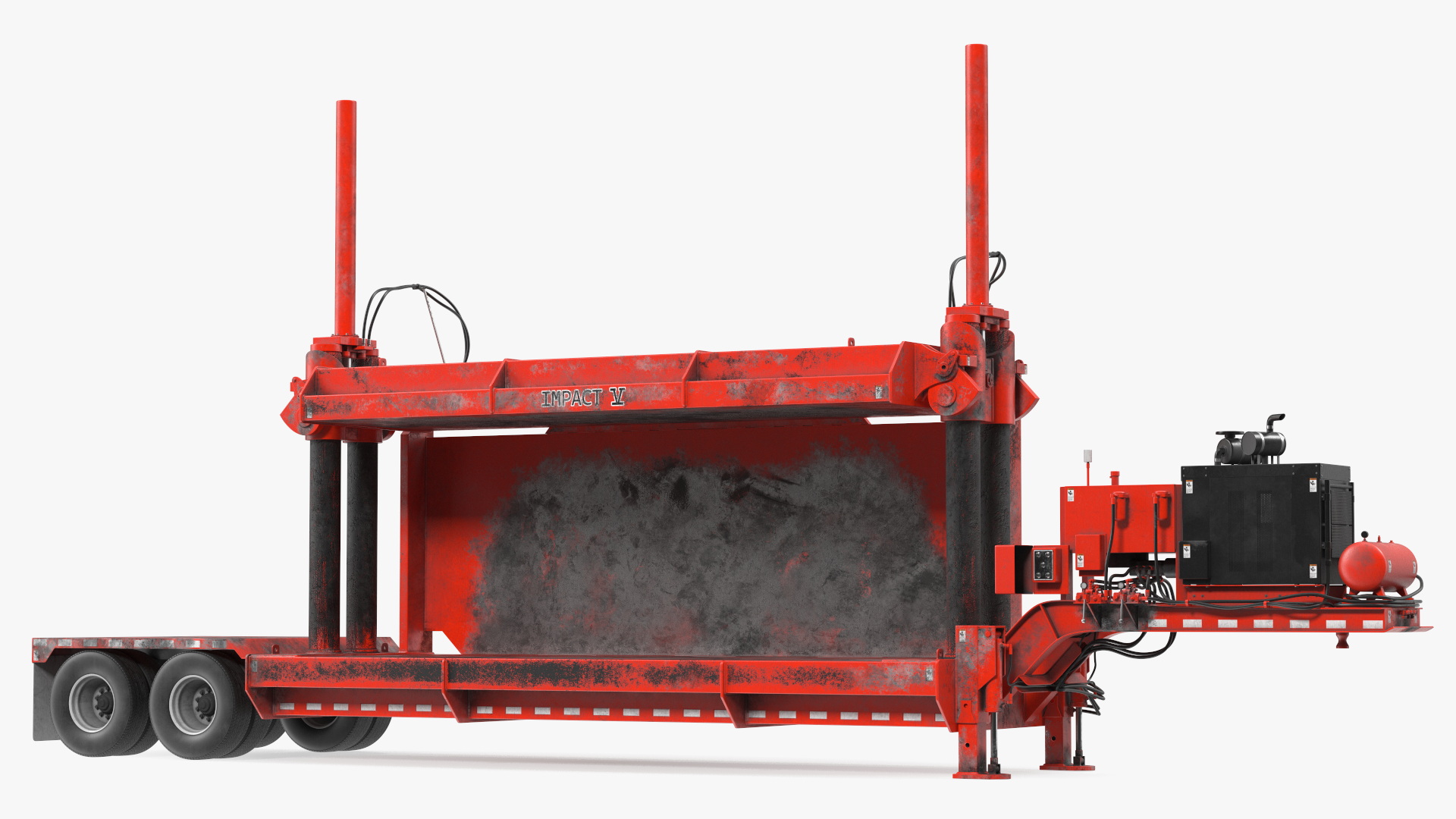 Old Portable Car Crusher Impact 5 Red Rigged 3D model