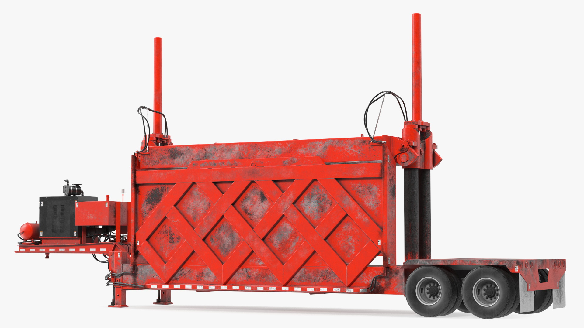 Old Portable Car Crusher Impact 5 Red Rigged 3D model