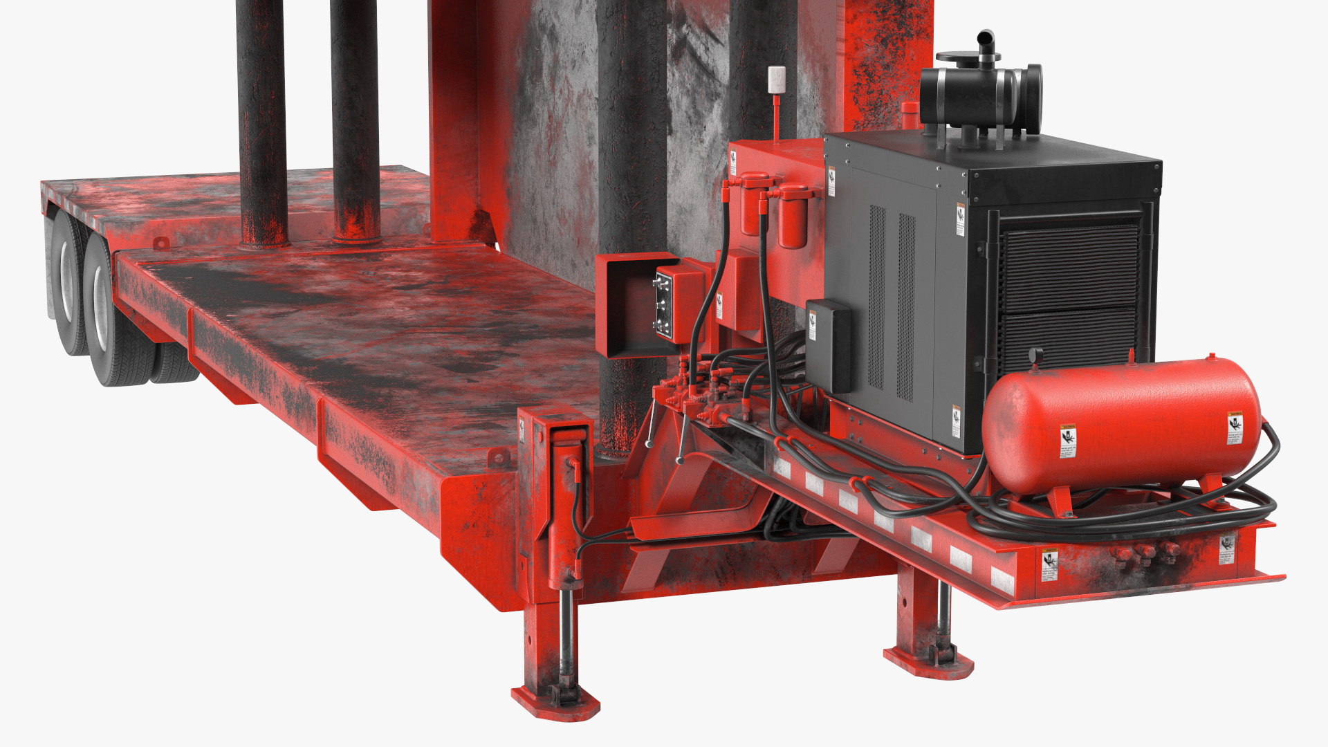 Old Portable Car Crusher Impact 5 Red Rigged 3D model