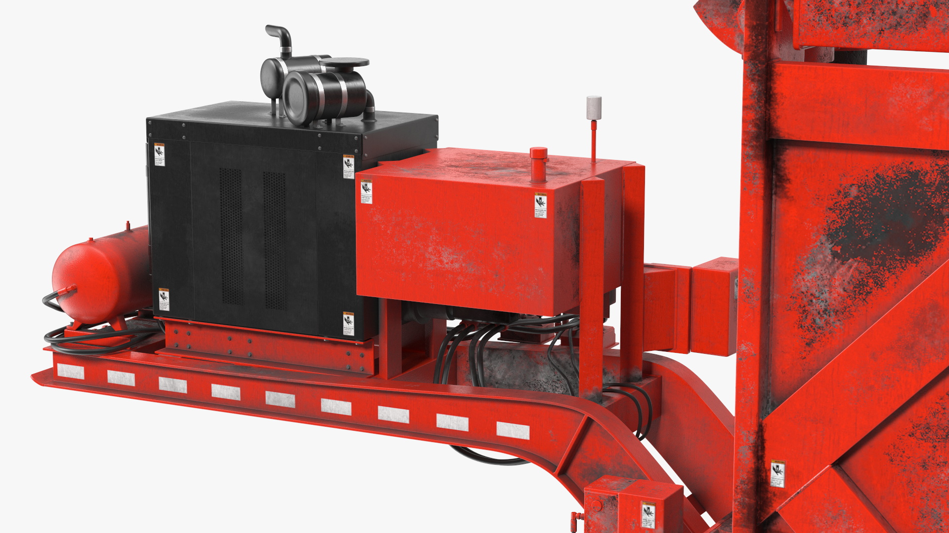 Old Portable Car Crusher Impact 5 Red Rigged 3D model