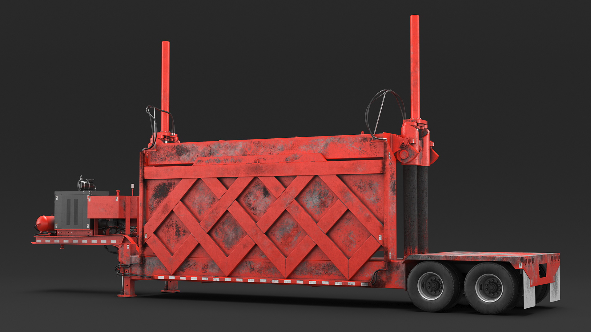 Old Portable Car Crusher Impact 5 Red Rigged 3D model
