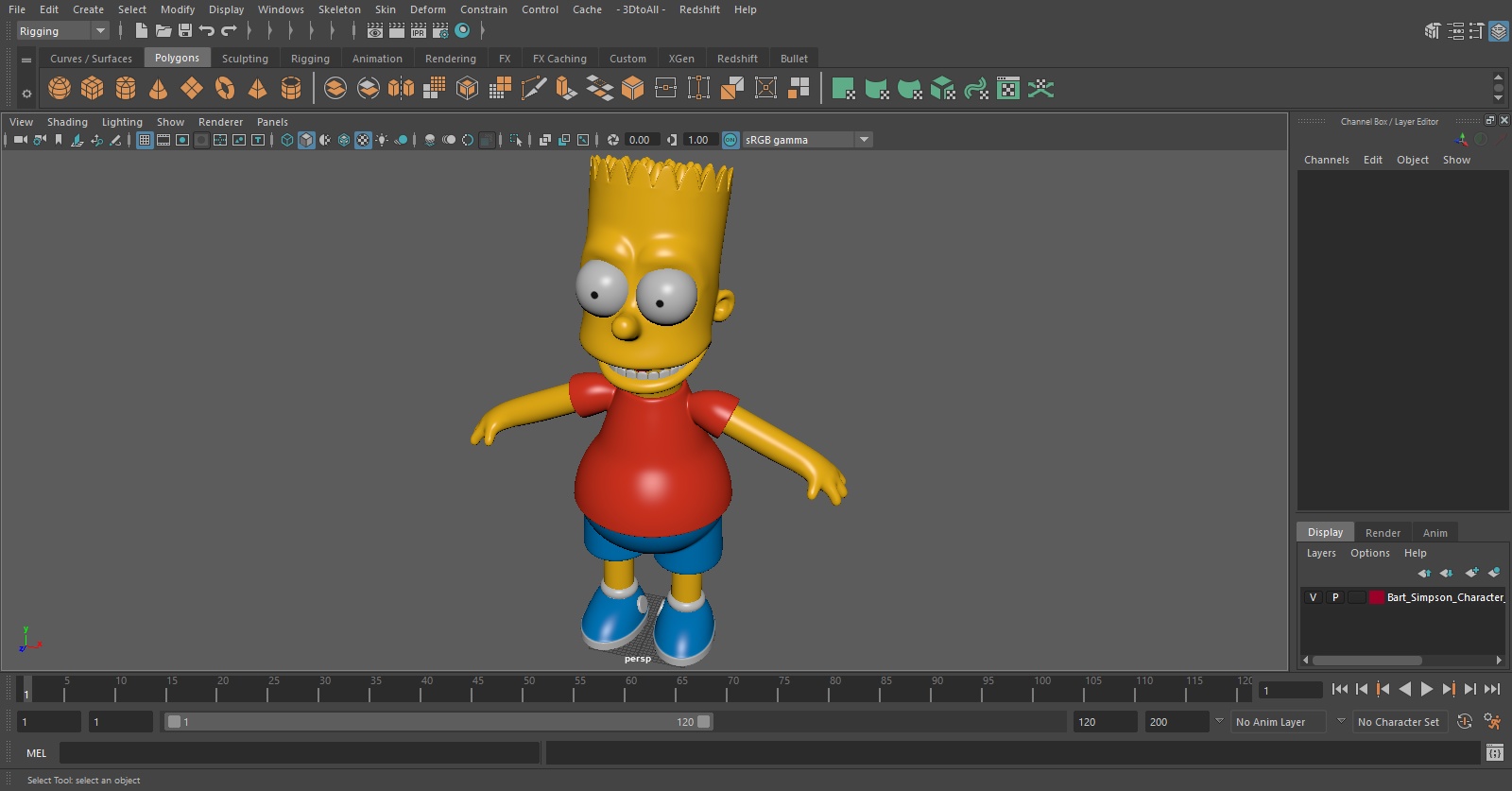 Bart Simpson Character A-pose 3D model