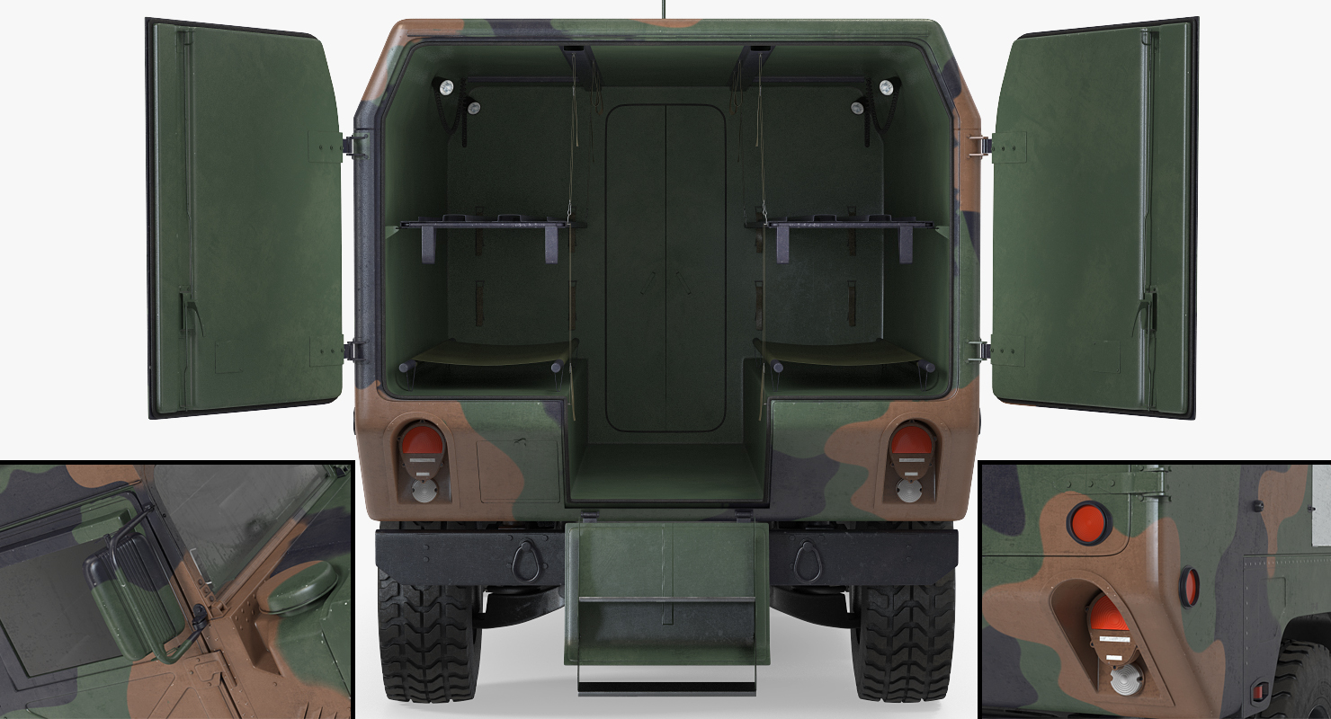 3D Ambulance Military Car HMMWV m997 Camo model