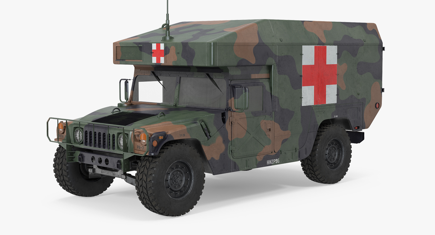 3D Ambulance Military Car HMMWV m997 Camo model