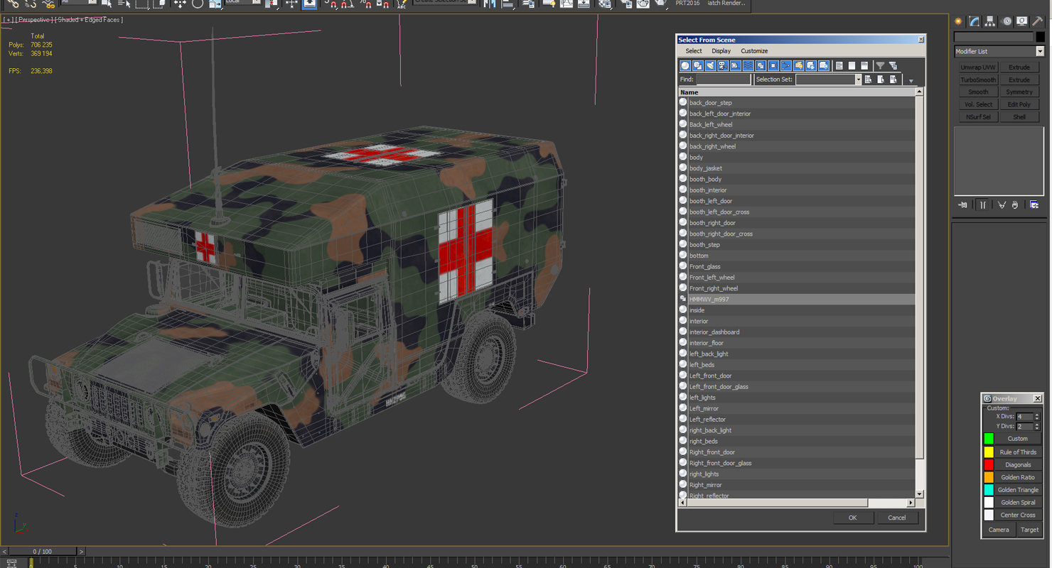 3D Ambulance Military Car HMMWV m997 Camo model