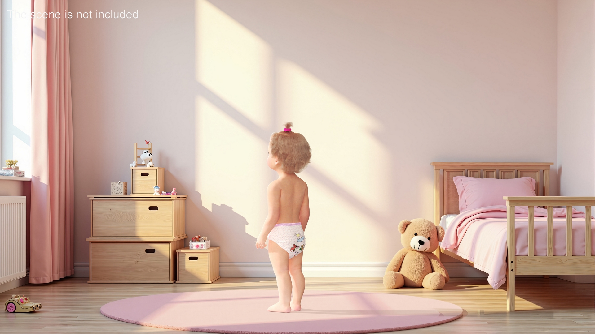 3D model Toddler Girl in Diaper Standing Fur