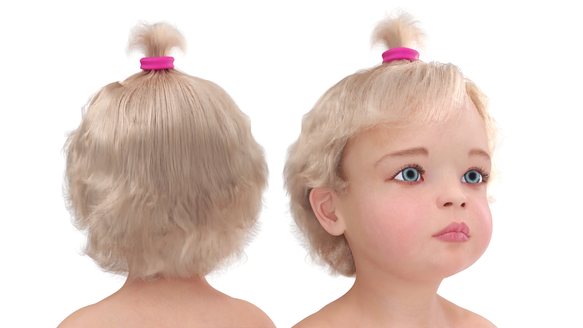 3D model Toddler Girl in Diaper Standing Fur