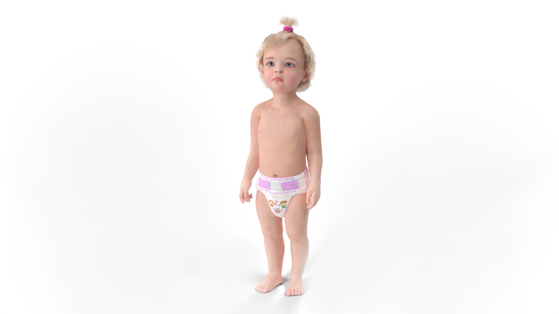 3D model Toddler Girl in Diaper Standing Fur