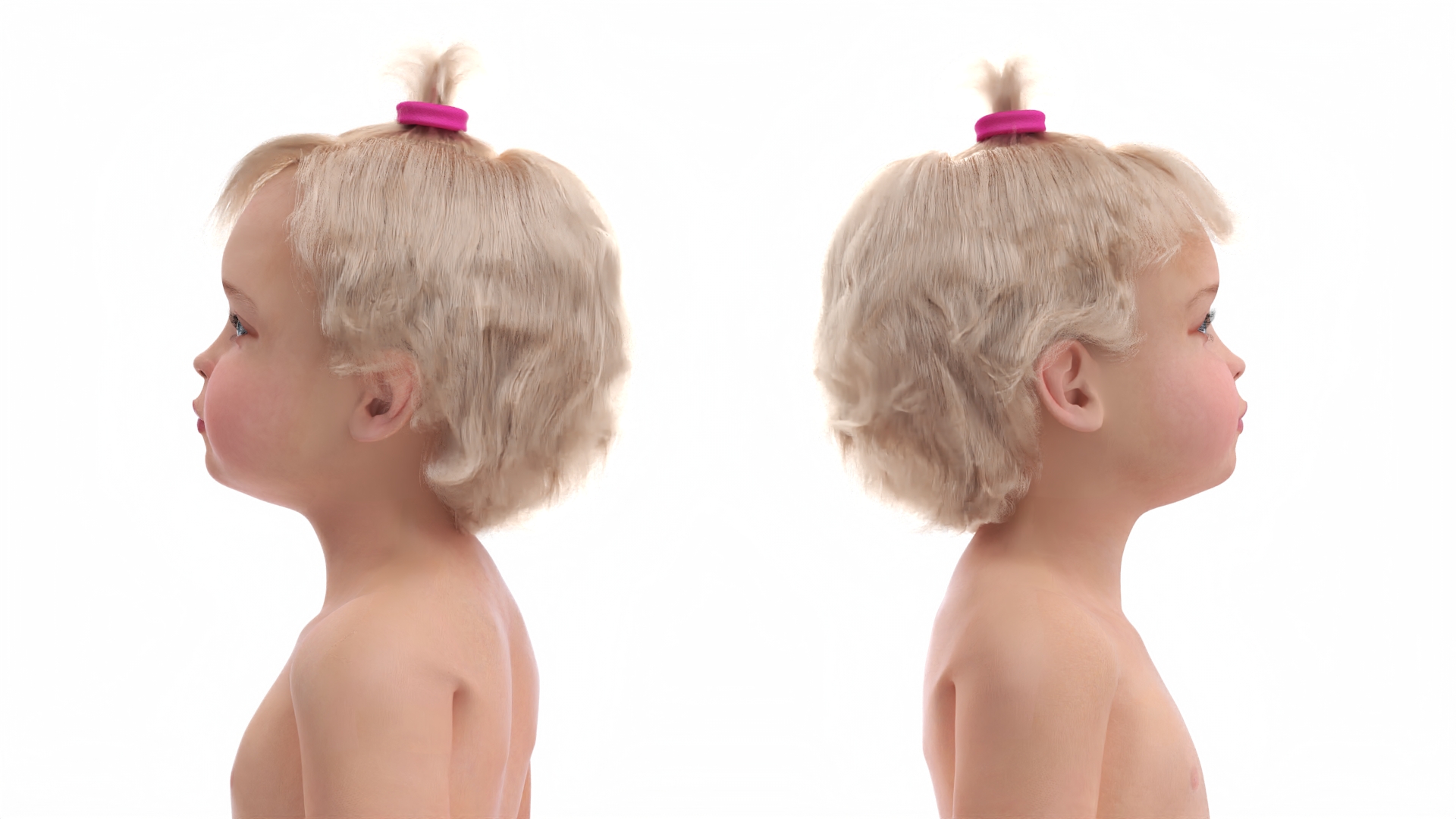 3D model Toddler Girl in Diaper Standing Fur