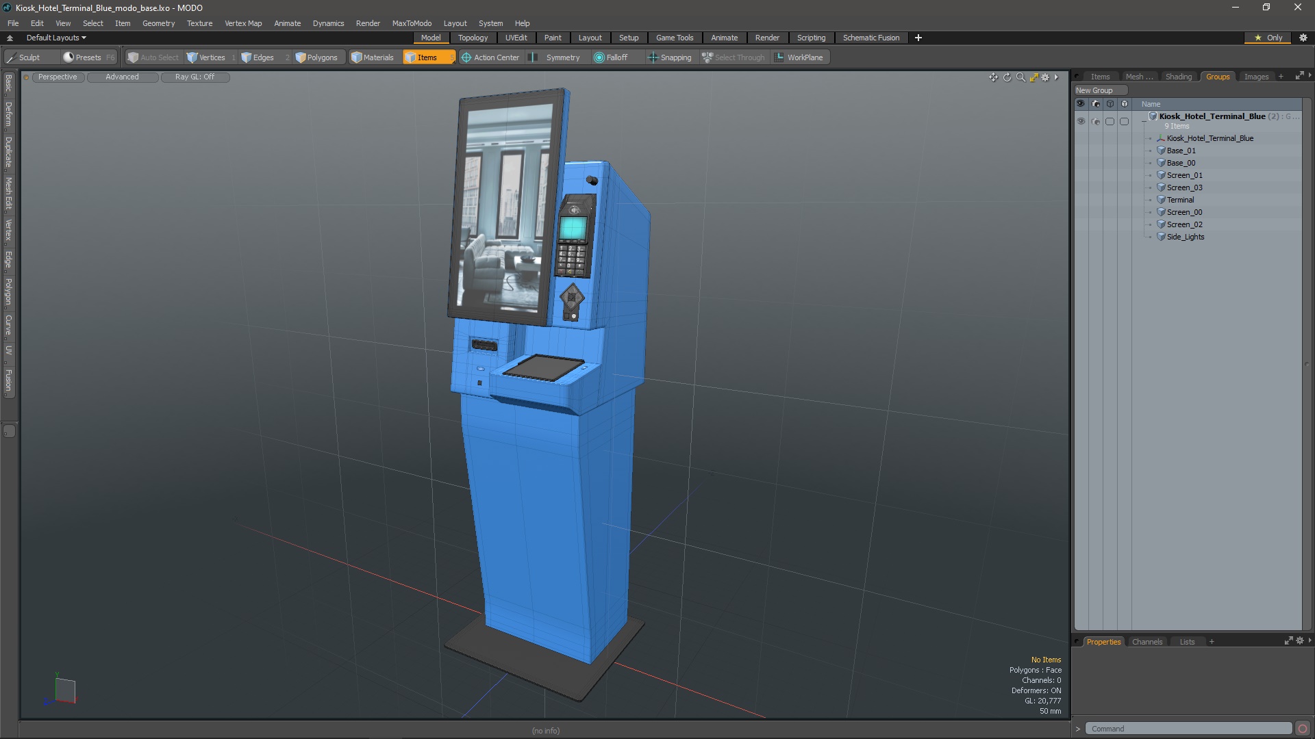 3D model Kiosk Hotel Terminal Blue