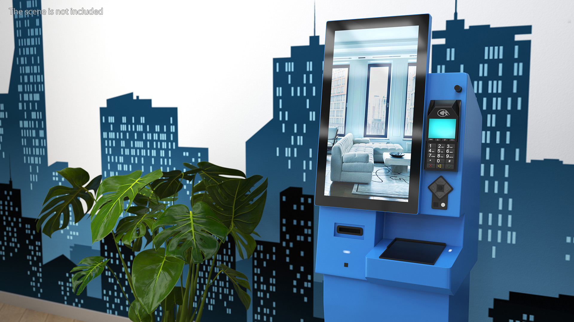 3D model Kiosk Hotel Terminal Blue