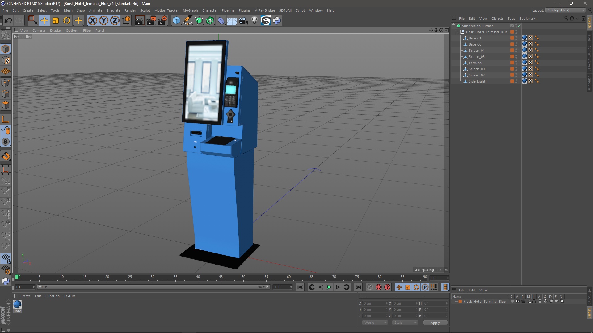 3D model Kiosk Hotel Terminal Blue