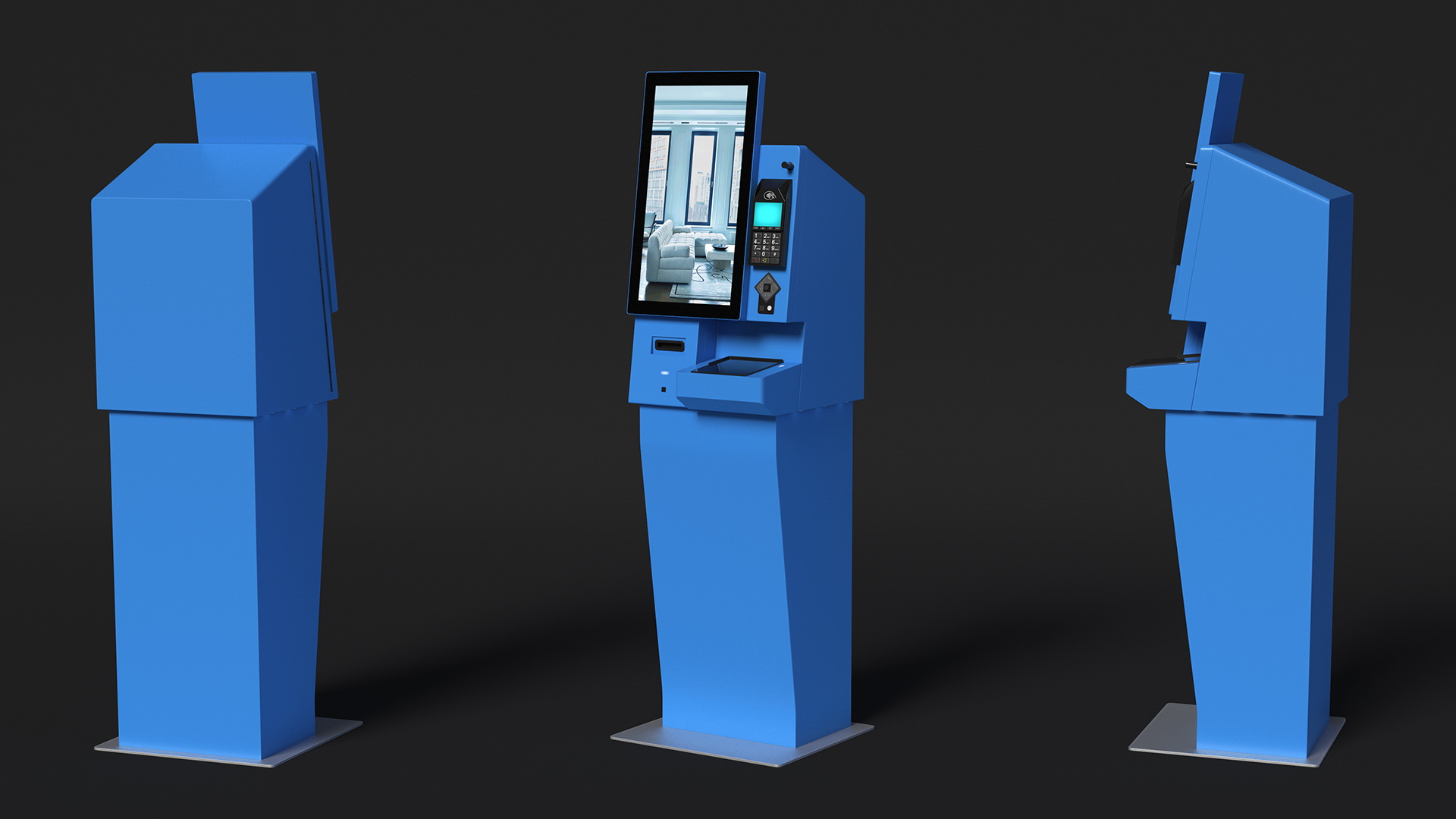 3D model Kiosk Hotel Terminal Blue