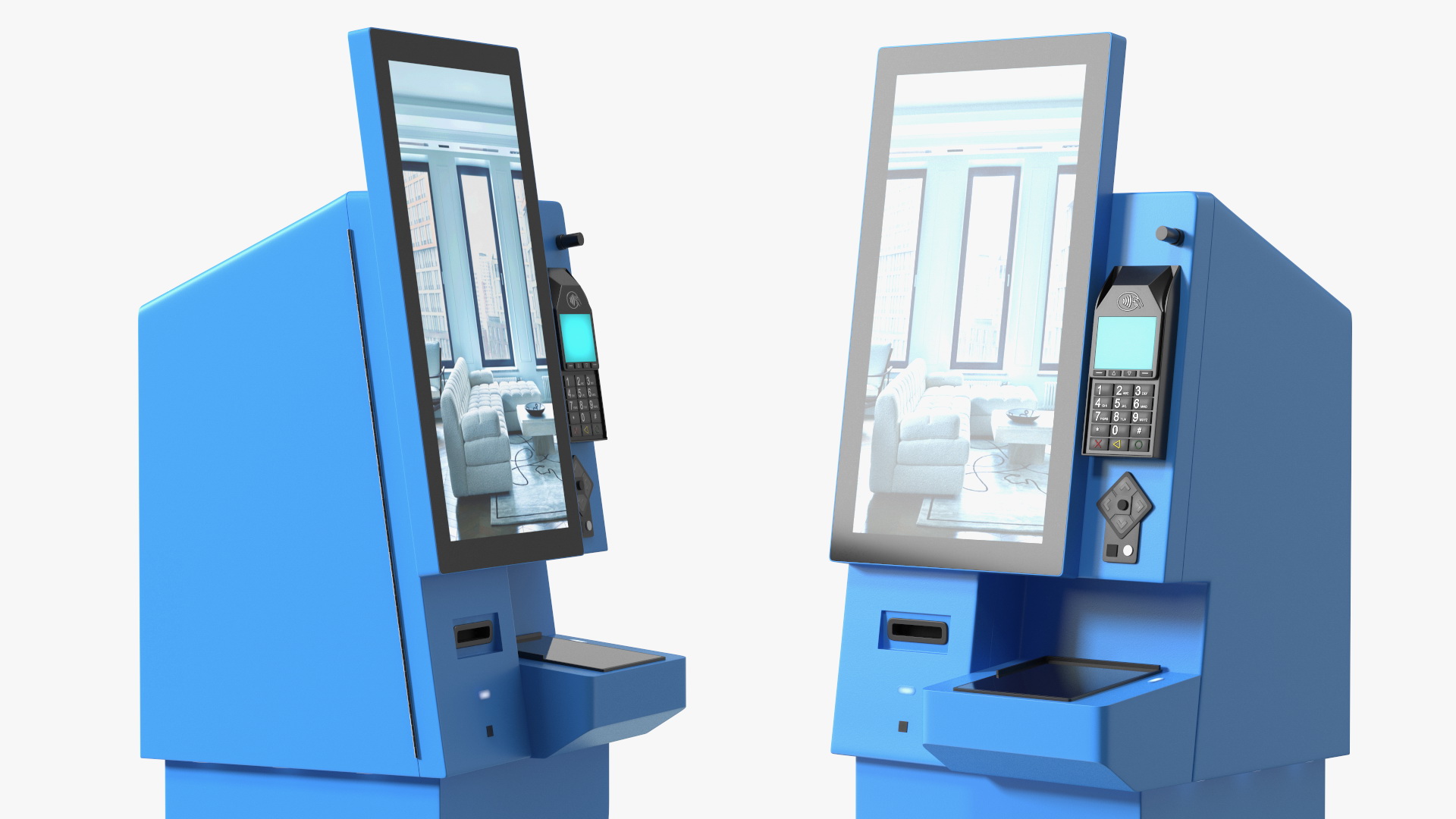 3D model Kiosk Hotel Terminal Blue