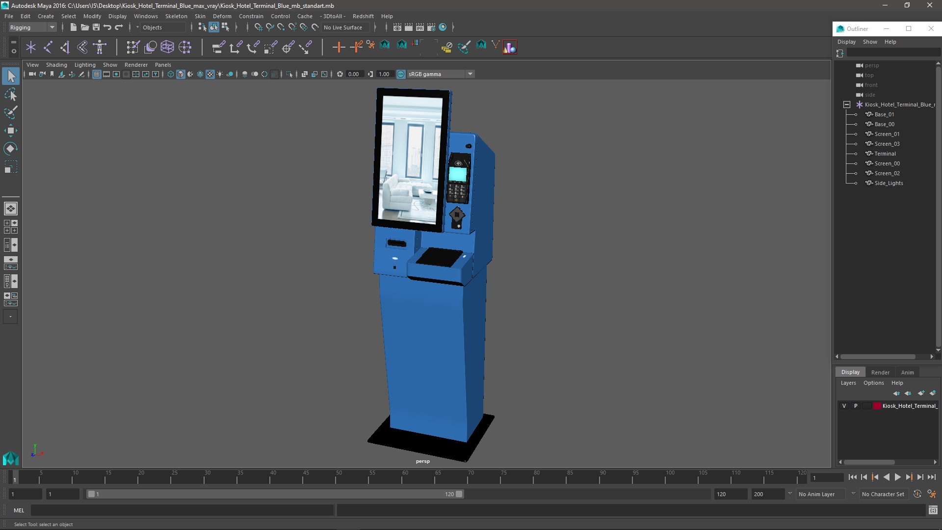 3D model Kiosk Hotel Terminal Blue