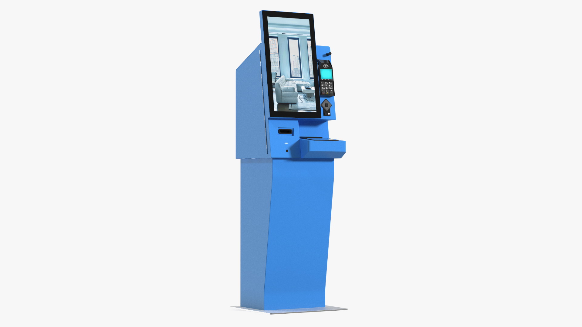 3D model Kiosk Hotel Terminal Blue