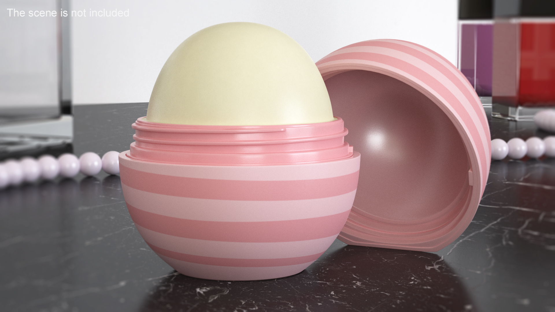 3D EOS Natural Lip Balm Pink Stripes Open model