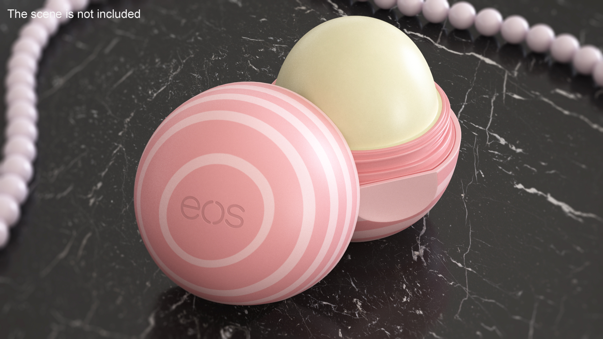 3D EOS Natural Lip Balm Pink Stripes Open model