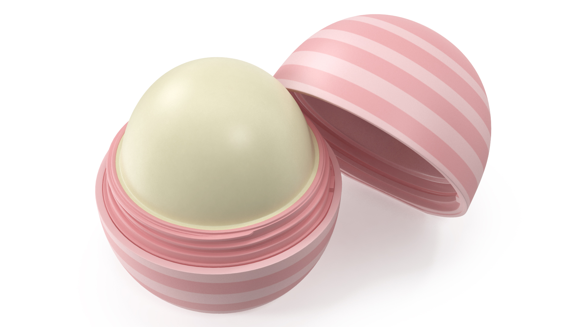 3D EOS Natural Lip Balm Pink Stripes Open model