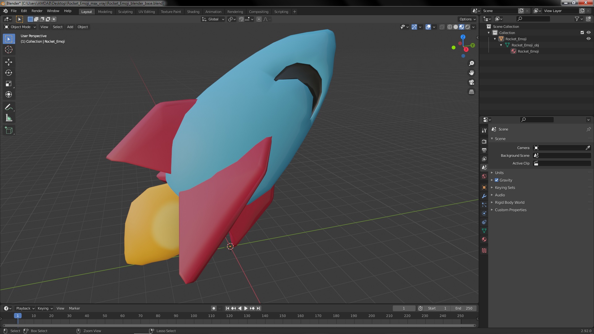 Rocket Emoji 3D