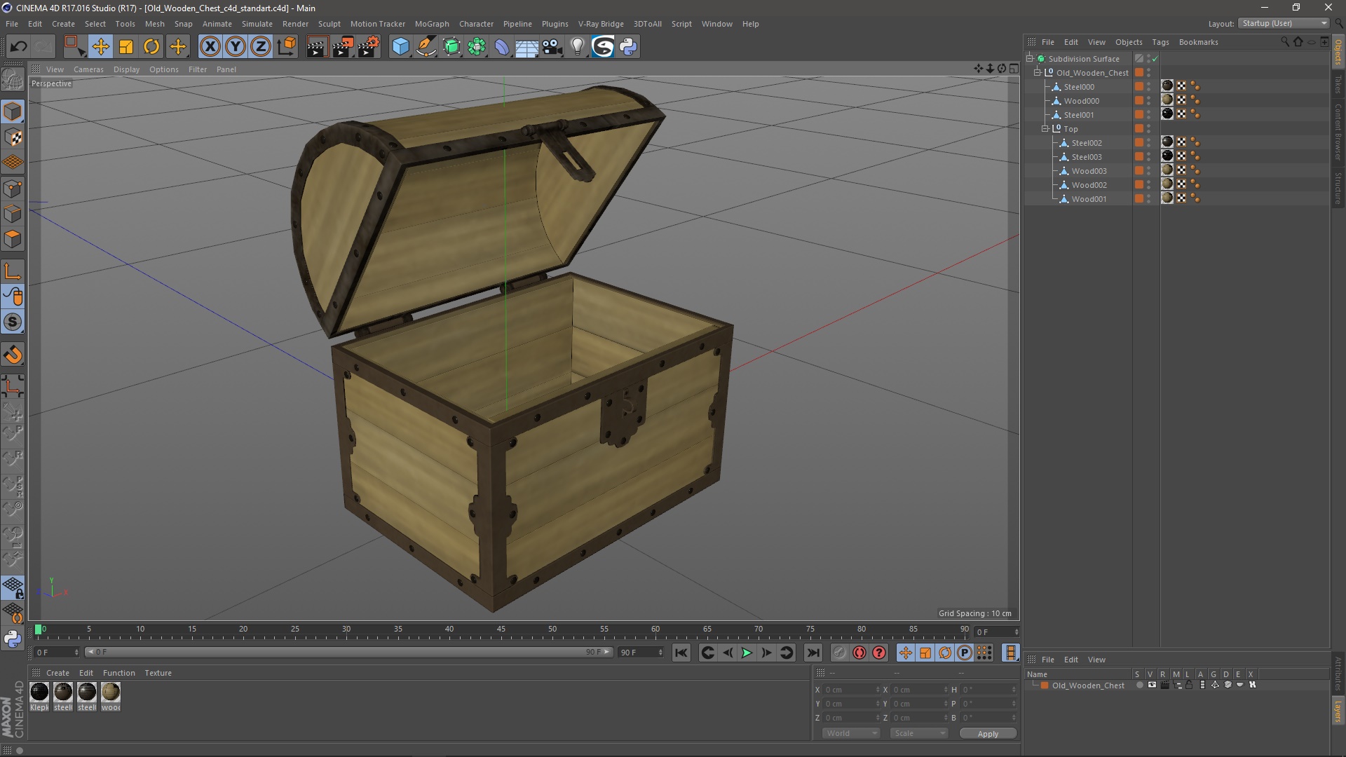 3D Old Wooden Chest