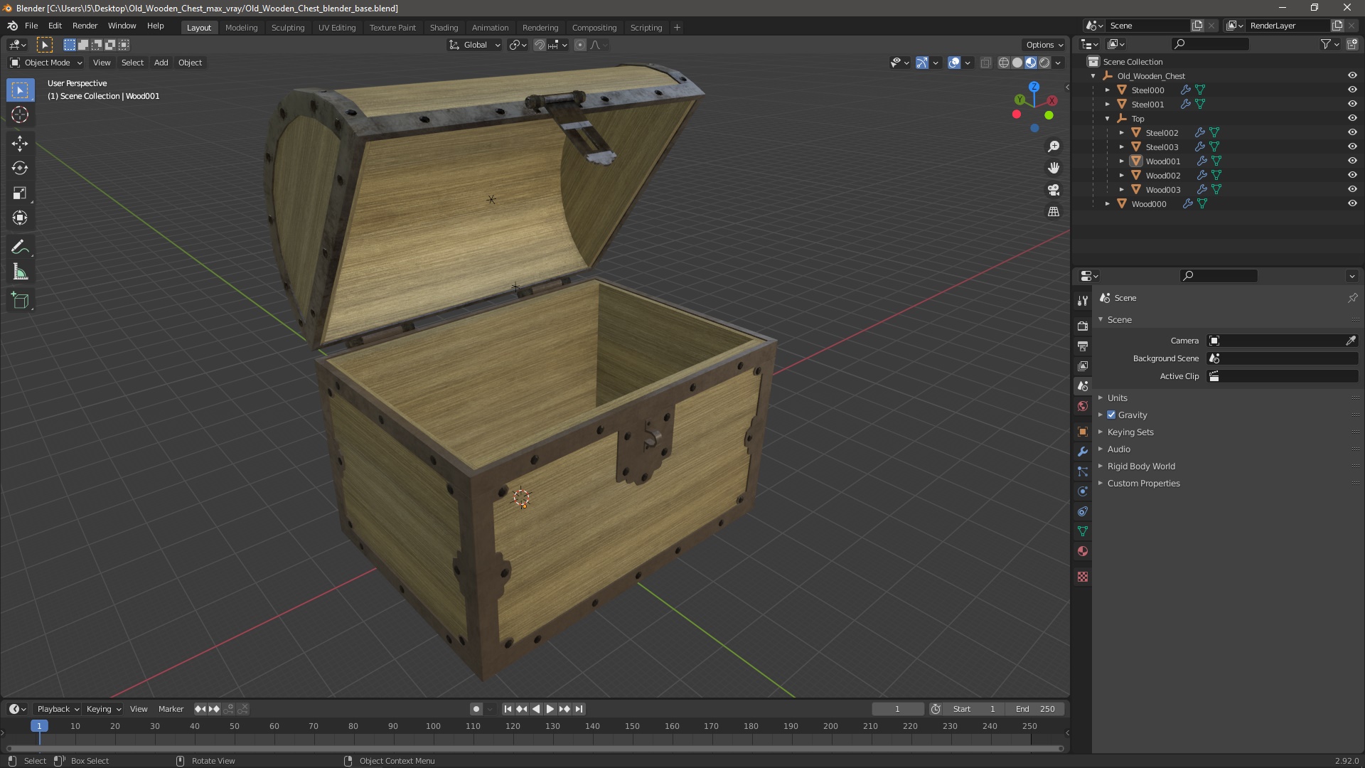 3D Old Wooden Chest