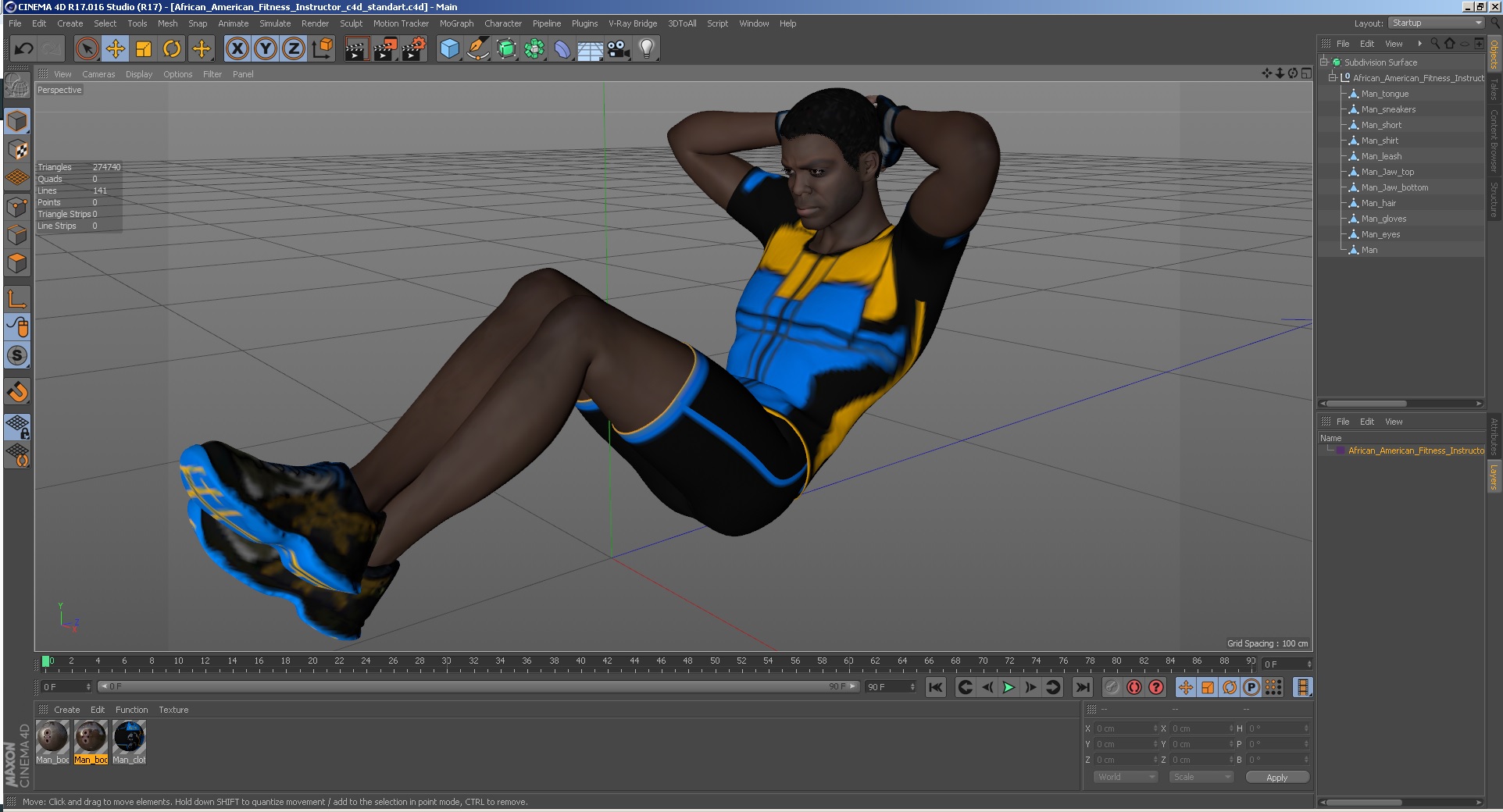 3D model African American Fitness Instructor