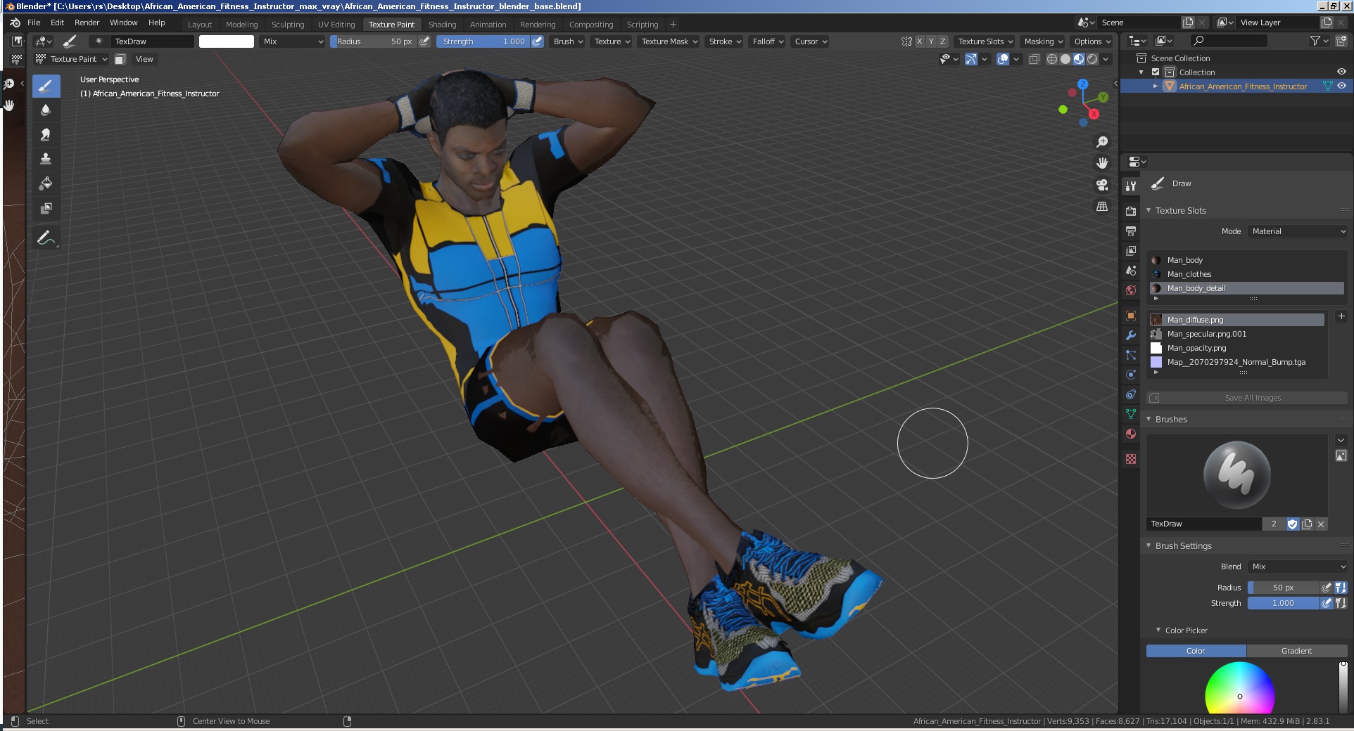 3D model African American Fitness Instructor