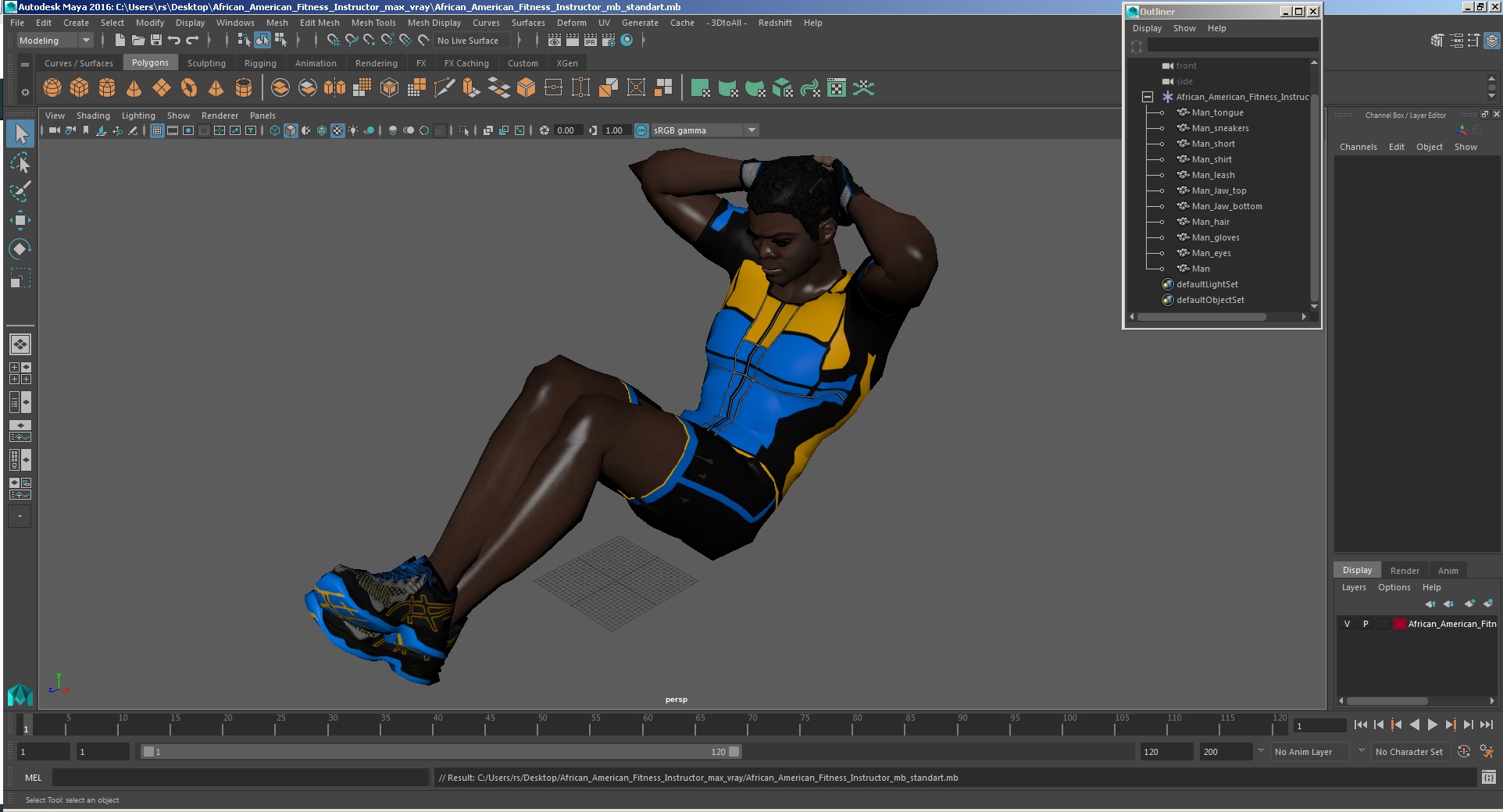3D model African American Fitness Instructor