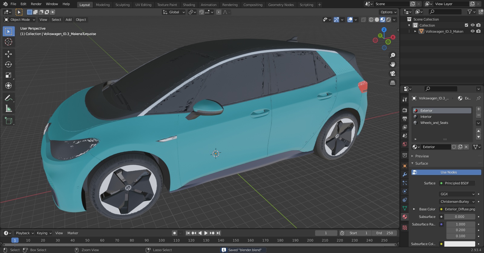 3D Volkswagen ID3 Makena Turquoise