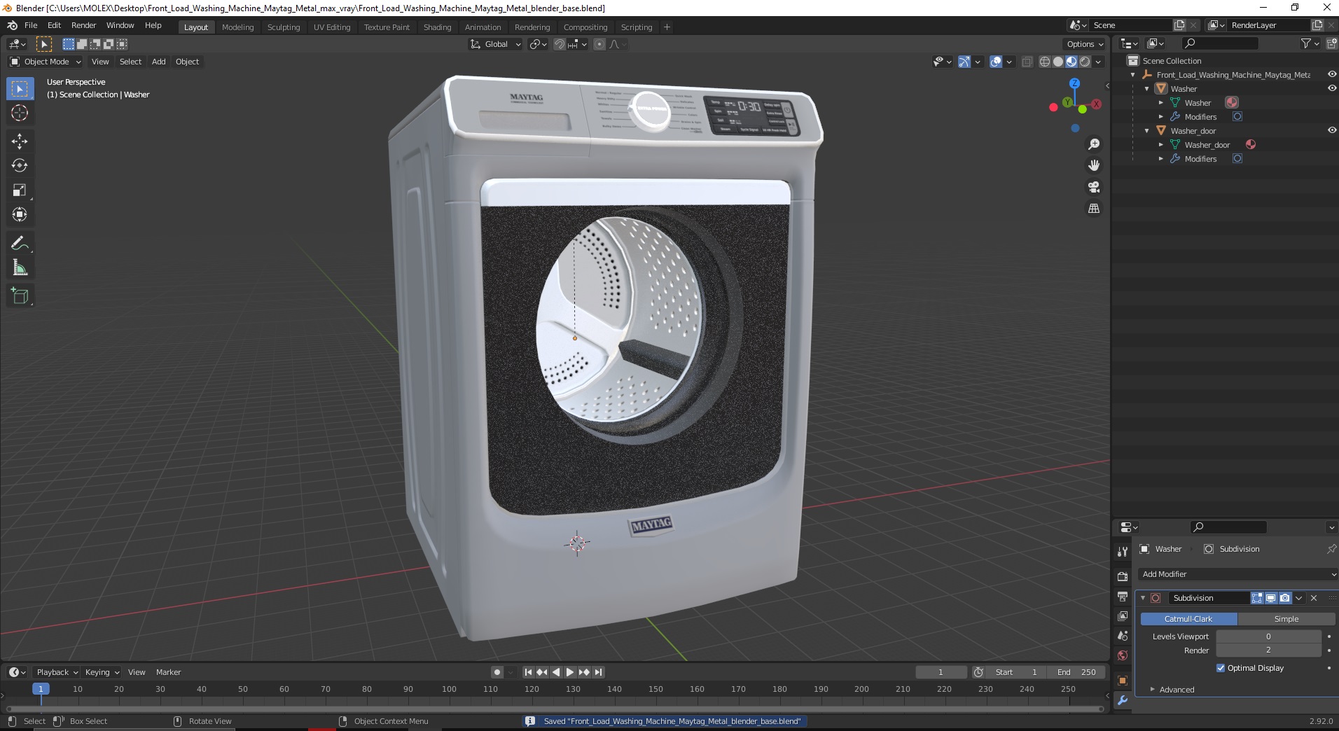 Front Load Washing Machine Maytag Metal 3D model