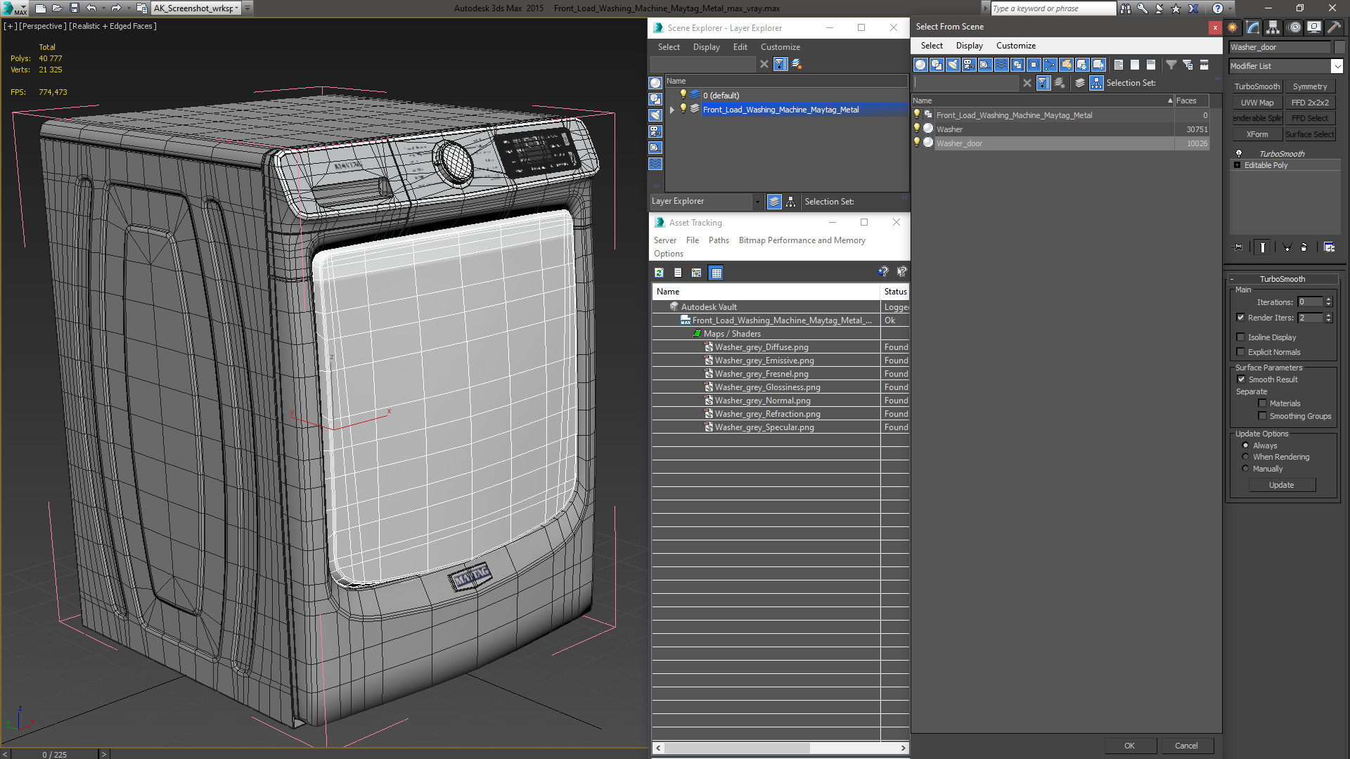 Front Load Washing Machine Maytag Metal 3D model