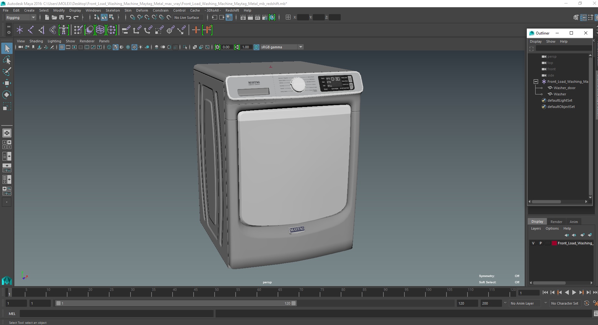 Front Load Washing Machine Maytag Metal 3D model
