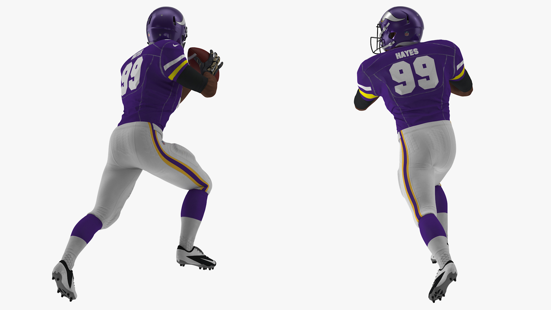 3D Minnesota Vikings American Football Player Running The Ball Fur model